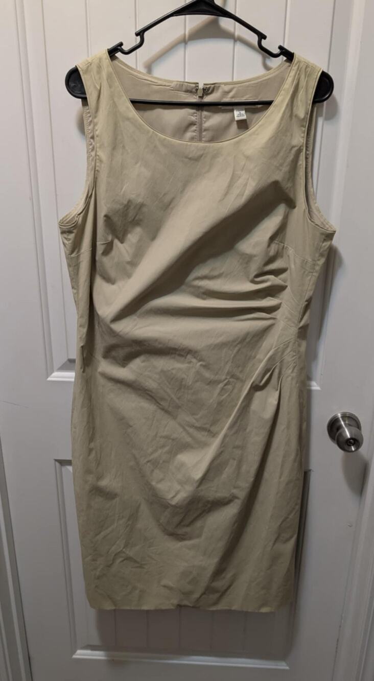 BANANA REPUBLIC Shift Dress Size 14 Muted Gold Side Cinch Spring Summer Work
